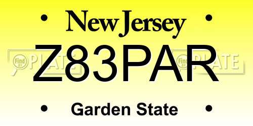 Z83PAR New Jersey License Plate