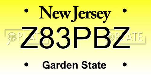 Z83PBZ New Jersey License Plate