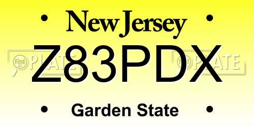 Z83PDX New Jersey License Plate