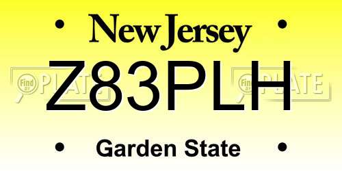 Z83PLH New Jersey License Plate