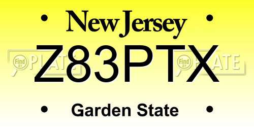 Z83PTX New Jersey License Plate