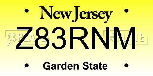 Z83RNM New Jersey License Plate