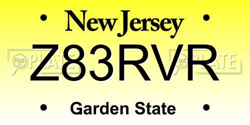 Z83RVR New Jersey License Plate
