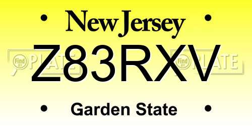 Z83RXV New Jersey License Plate