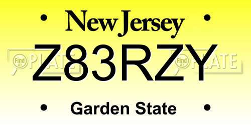 Z83RZY New Jersey License Plate