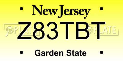 Z83TBT New Jersey License Plate