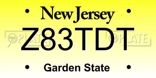 Z83TDT New Jersey License Plate
