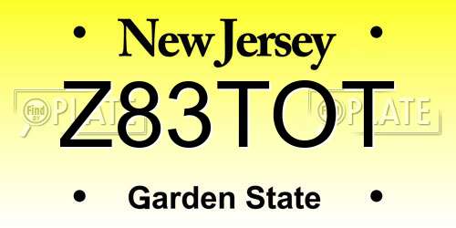 Z83TOT New Jersey License Plate