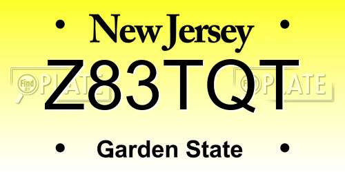 Z83TQT New Jersey License Plate