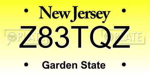 Z83TQZ New Jersey License Plate
