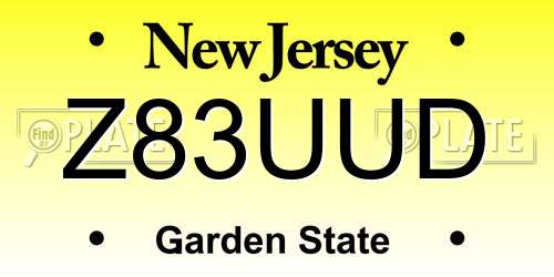 Z83UUD New Jersey License Plate