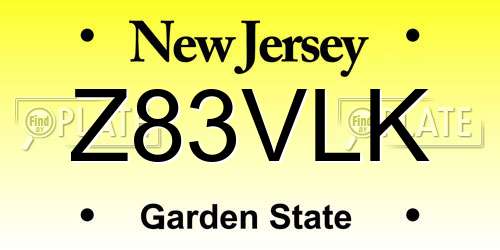Z83VLK New Jersey License Plate
