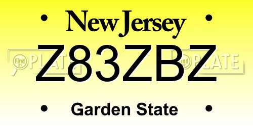Z83ZBZ New Jersey License Plate