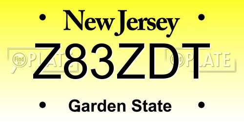 Z83ZDT New Jersey License Plate