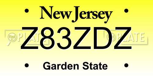 Z83ZDZ New Jersey License Plate