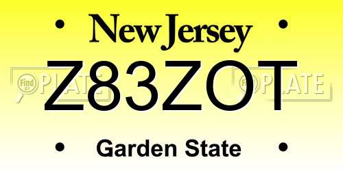 Z83ZOT New Jersey License Plate