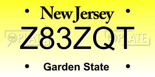 Z83ZQT New Jersey License Plate