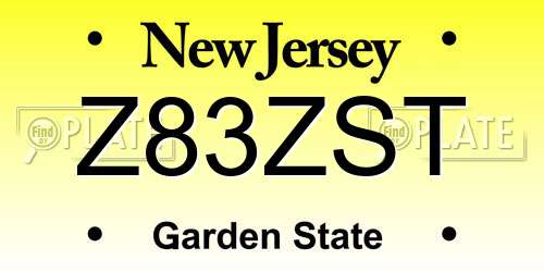 Z83ZST New Jersey License Plate