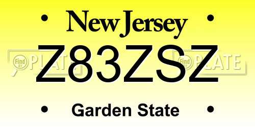 Z83ZSZ New Jersey License Plate