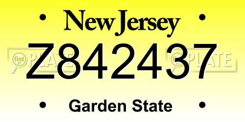 Z842437 New Jersey License Plate