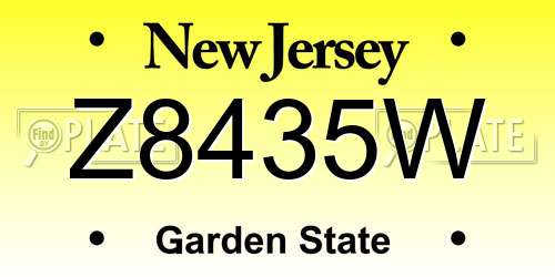 Z8435W New Jersey License Plate