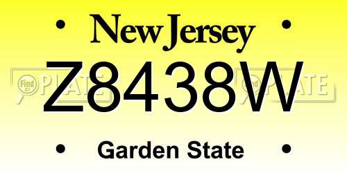 Z8438W New Jersey License Plate