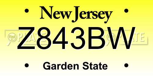 Z843BW New Jersey License Plate