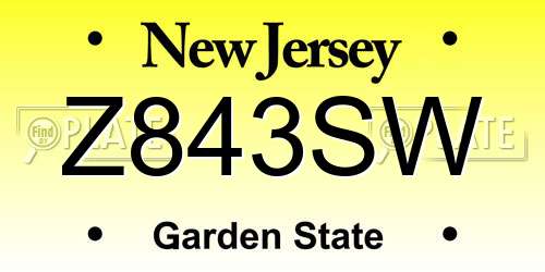 Z843SW New Jersey License Plate