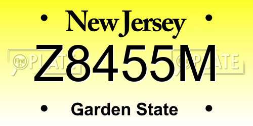 Z8455M New Jersey License Plate