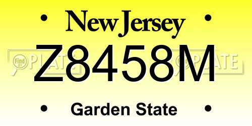 Z8458M New Jersey License Plate