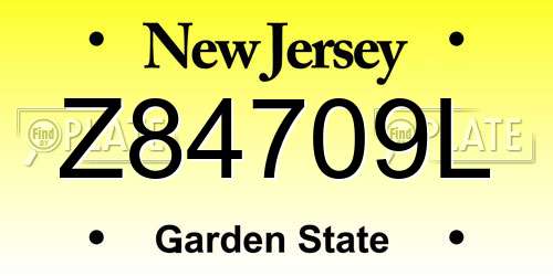 Z84709L New Jersey License Plate