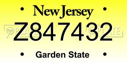 Z847432 New Jersey License Plate