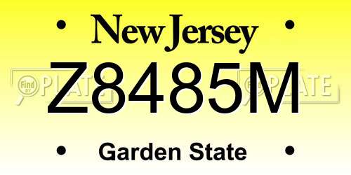 Z8485M New Jersey License Plate