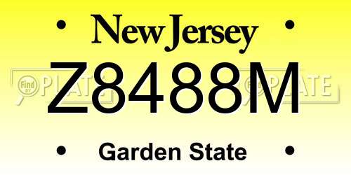 Z8488M New Jersey License Plate