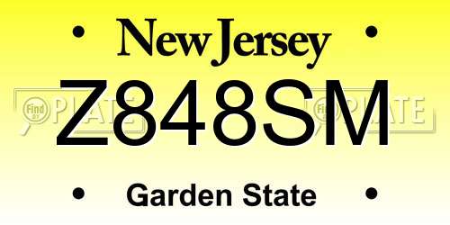 Z848SM New Jersey License Plate