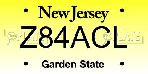 Z84ACL New Jersey License Plate