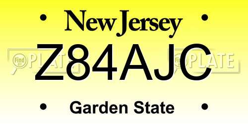 Z84AJC New Jersey License Plate