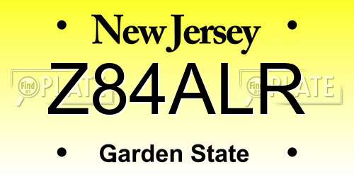 Z84ALR New Jersey License Plate
