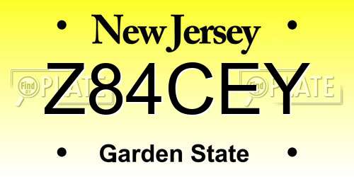 Z84CEY New Jersey License Plate