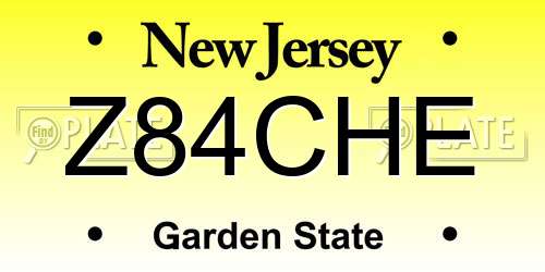 Z84CHE New Jersey License Plate