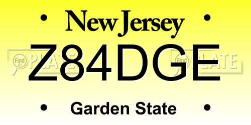 Z84DGE New Jersey License Plate