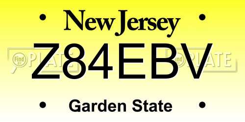 Z84EBV New Jersey License Plate