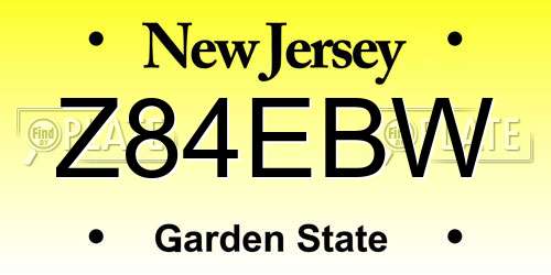 Z84EBW New Jersey License Plate