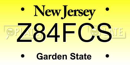 Z84FCS New Jersey License Plate