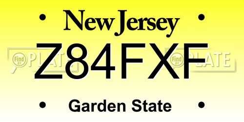 Z84FXF New Jersey License Plate