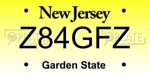 Z84GFZ New Jersey License Plate