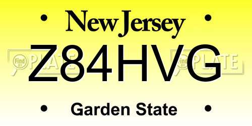 Z84HVG New Jersey License Plate