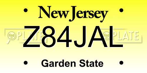 Z84JAL New Jersey License Plate