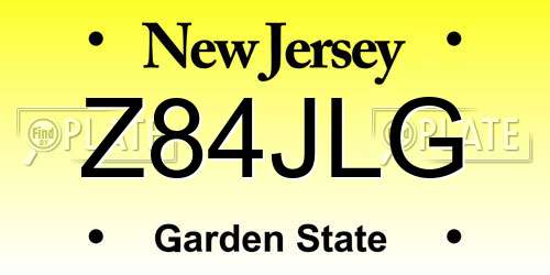 Z84JLG New Jersey License Plate