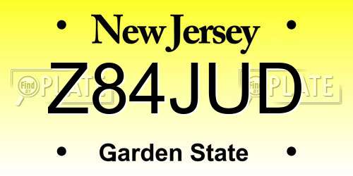 Z84JUD New Jersey License Plate